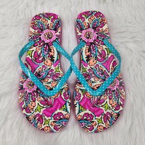 Vera Bradley Sunburst floral pattern flip flops woman's size L 9/10